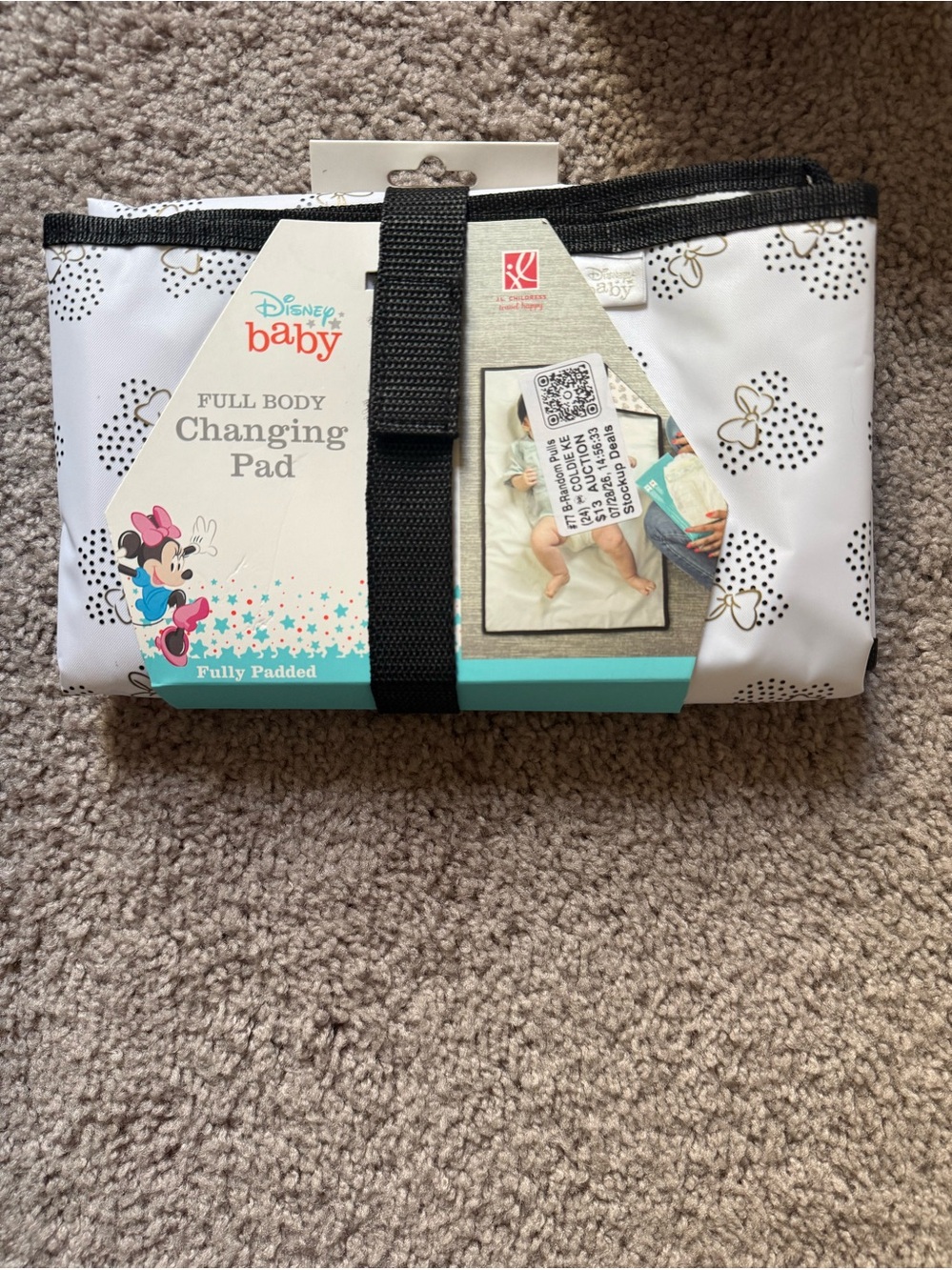 Disney Baby Full Body Changing Pad – White with Black Trim and Gold Accents